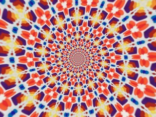 Colorful digital graphic kaleidoscope symmetry mandala style in laser light sunray trial pattern, Tie Dye , spiderweb art abstract background for art projects, banner, business,   card, 3D, template