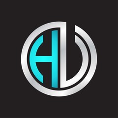 HU Initial logo linked circle monogram