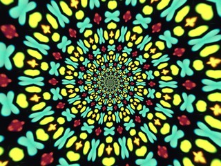 Colorful digital graphic kaleidoscope symmetry mandala style in laser light sunray trial pattern, Tie Dye , spiderweb art abstract background for art projects, banner, business,   card, 3D, template