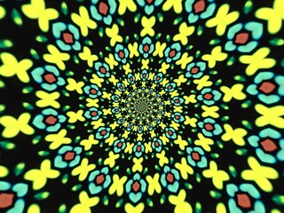 Colorful digital graphic kaleidoscope symmetry mandala style in laser light sunray trial pattern, Tie Dye , spiderweb art abstract background for art projects, banner, business,   card, 3D, template