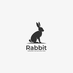 Fototapeta premium Vector Logo Illustration Sitting Rabbit Silhouette Style