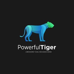 Vector Illustration Power Full Tiger Gradient Colorful.