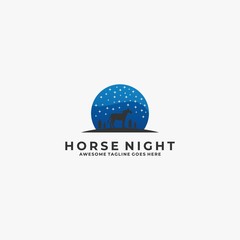 Vector Logo Illustration Horse Night Silhouette style