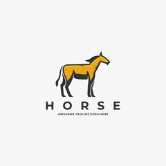 Vector Logo Illustration Horse Pose Mascot Horse Mascot Cartoon