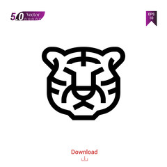 Outline tiger head icon. tiger head icon vector isolated on white background. Graphic design, material-design, animal icons, mobile application, logo, user interface. EPS 10 format vector
