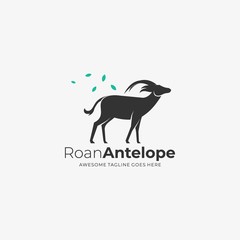 Vector Logo Illustration Roan Antelope Silhouette Style
