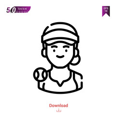 Outline tennis-player icon. tennis-player icon vector isolated on white background. Graphic design, material-design,sport-avatars icons mobile application, logo, user interface. EPS 10 format vector