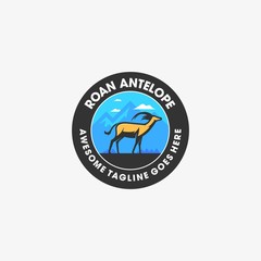 Vector Logo Illustration Roan Antelope Vintage Badge