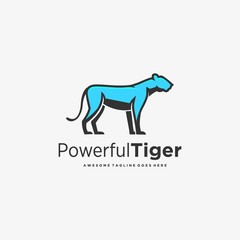 Vector Logo Illustration Power Full Tiger Mascot Cartoon