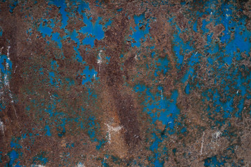 rusty iron texture with blue paint. rust as background