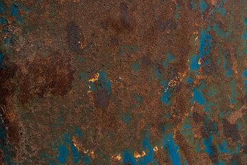 rusty iron texture with blue paint. rust as background