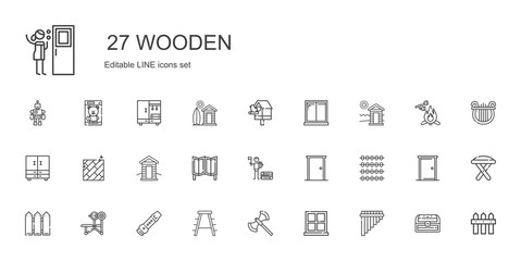 wooden icons set