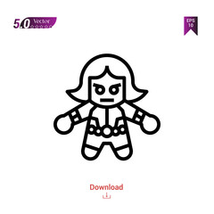 Outline superhero icon vector isolated on white background. Graphic design, material-design, superhero avatar icons, mobile application, logo, user interface. EPS 10 format vector