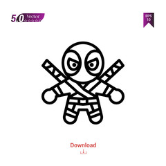 Outline superhero icon vector isolated on white background. Graphic design, material-design, superhero avatar icons, mobile application, logo, user interface. EPS 10 format vector
