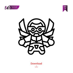 Outline superhero icon vector isolated on white background. Graphic design, material-design, superhero avatar icons, mobile application, logo, user interface. EPS 10 format vector