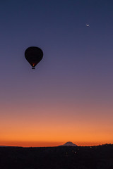 Air balloon on background sunrise in Cappadocia in Turkey