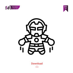 Outline superhero icon vector isolated on white background. Graphic design, material-design, superhero avatar icons, mobile application, logo, user interface. EPS 10 format vector