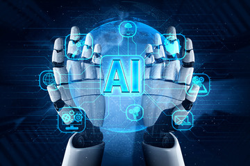 Future artificial intelligence robot and cyborg.