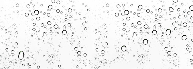 Rain drops on window glasses surface Natural Pattern of raindrops. Natural pattern of raindrops on white background for your design.