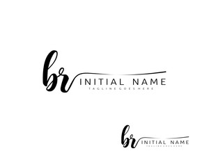 B R BR Initial handwriting logo vector. Hand lettering for designs.