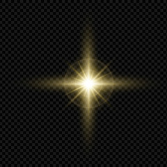 Star explodes on transparent background. Sparkling magic dust particles. Bright Star. The transparent shining sun, bright flash. 