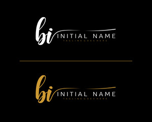 B I BI Initial handwriting logo vector. Hand lettering for designs.