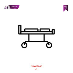 Outline stretcher icon. stretcher icon vector isolated on white background. Graphic design, material-design, healthcare icons, mobile application, logo, user interface. EPS 10 format vector