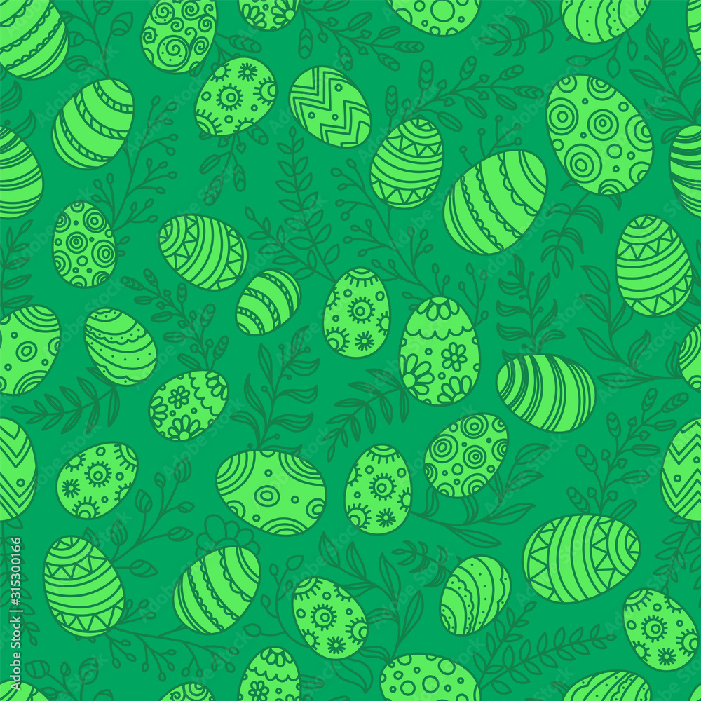 Poster easter eggs in doodle style seamless pattern