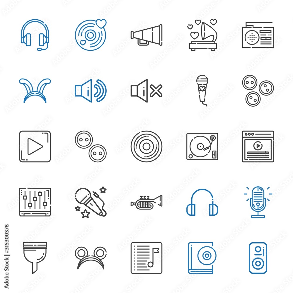 Sticker audio icons set