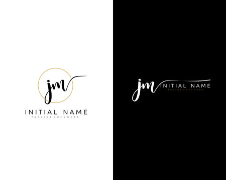 J M JM Initial handwriting logo vector. Hand lettering for designs.