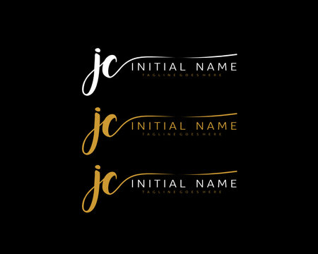 J C JC Initial handwriting logo vector. Hand lettering for designs.