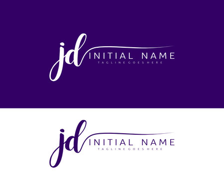 J D JD Initial handwriting logo vector. Hand lettering for designs.