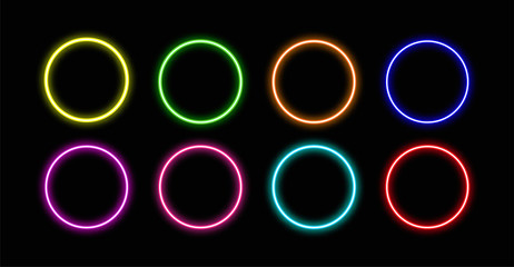Circle neon.Circle neon vector.Circle  neon icon - obrazy, fototapety, plakaty