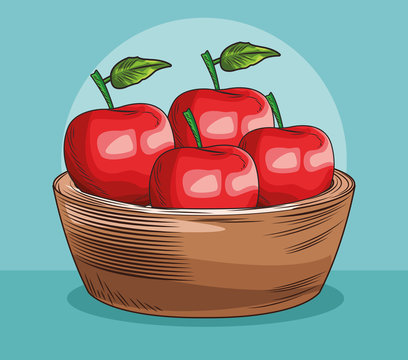 baket with apples fresh fruit food healthy