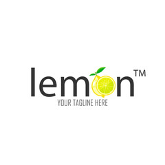 lemon logo design with decoral lemon and text. Design concept, logotype element for template. Vector illustration isolated on white background.