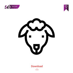Outline sheep head icon vector isolated on white background. Graphic design, material-design, animal icons, mobile application, logo, user interface. EPS 10 format vector