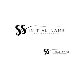 S SS Initial handwriting logo vector. Hand lettering for designs.