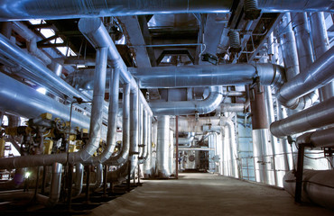 Industrial zone, Steel pipelines, valves and cables
