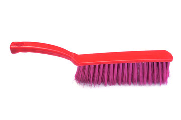 Pink  clothes brush, isolated on white background, Brush for cleaning clothes, carpets, Tool for home care.