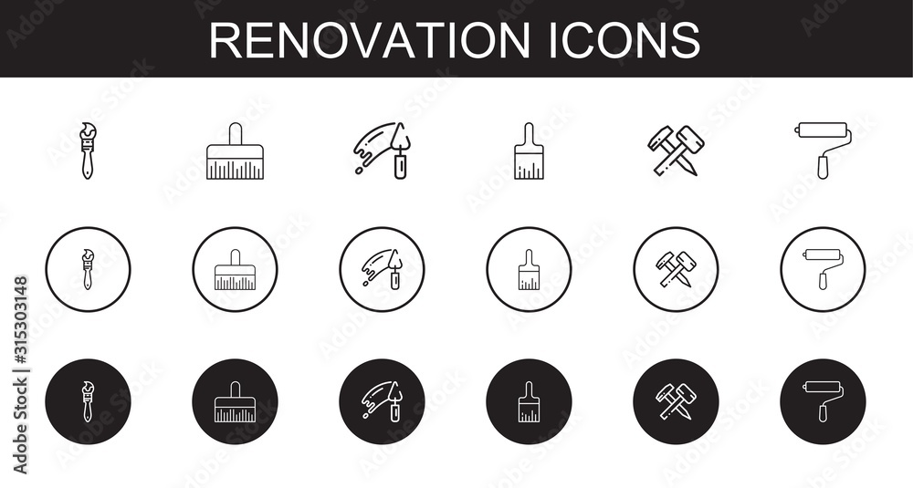 Sticker renovation icons set