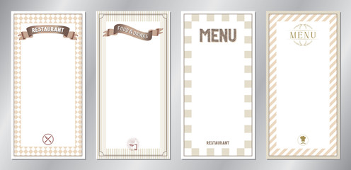 Brown classic, retro, vintage restaurant menu templates - 20x40 cm