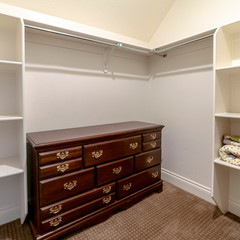 Square frame Modern empty fitted dressing room interior bright interior