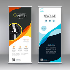 Vertical banner stand template design. can use for brochure flyer, covers ,infographics ,vector abstract geometric background, modern x-banner and flag-banner advertising design element