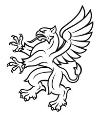Fototapeta premium Black and white heraldic griffin