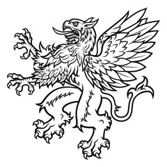 Heraldic black and white griffin