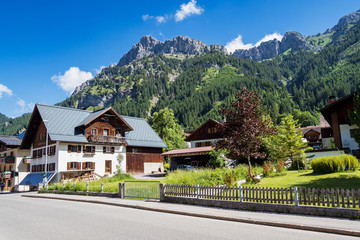 Village of Nesselwaengle in Tannheim Valley, Tirol, Alps, Austria