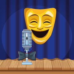 comedy theater mask bow tie microphone stand up comedy show