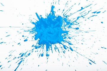 Blot and splashes of blue paint