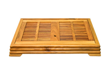 Wooden tea board isolated on white background.