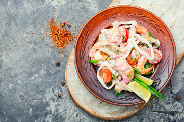 Delicious spicy seafood salad